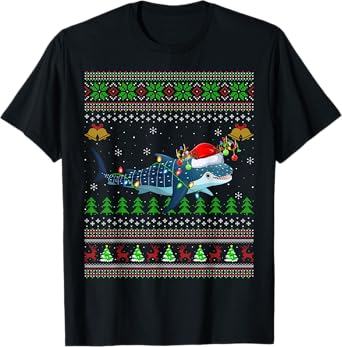 Ugly Whale Shark Xmas Lighting Santa Whale Shark Christmas T-Shirt