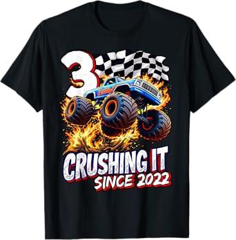 Birthday Monster Truck 3 year Old Boys 3rd Party Born 2022 T-Shirt
