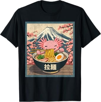Axolotl Ramen Anime Shirt For Men Women Kids - Unisex, Anime, Axolotl, Ramen, Black, Small, Short Sleeve, T-Shirt