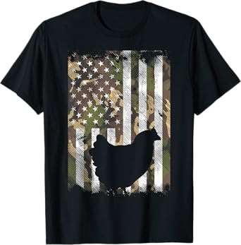Camo Flag Chicken Vintage Farm Animal Patriotic Farmer Gift T-Shirt