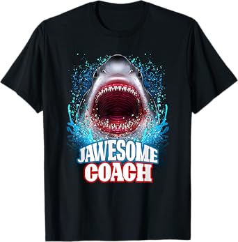 Jawesome Coach School Sports Great White Shark T-Shirt