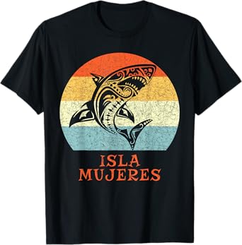 Isla Mujeres Caribbean Shark Vintage Retro Vacation T-Shirt