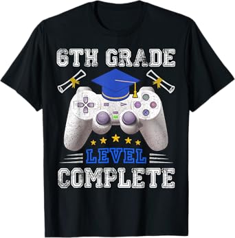 6th Grade Level Complete Gamer Class Of 2025 Graduation T-Shirt