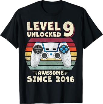 9 Year Old BDay Decorations Son Boy 9yr 2016 9th Birthday T-Shirt