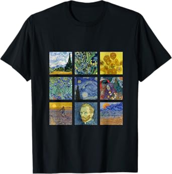 Vincent van Gogh | Famous Paintings Starry Night Sunflowers T-Shirt