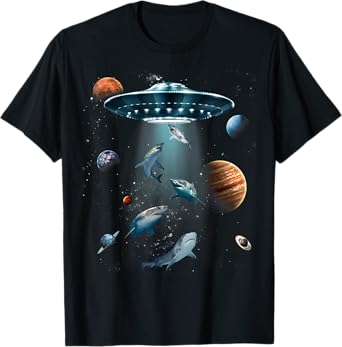 Galaxy Fish shark Space UFO Alien Stars Sea Ocean Sharks T-Shirt