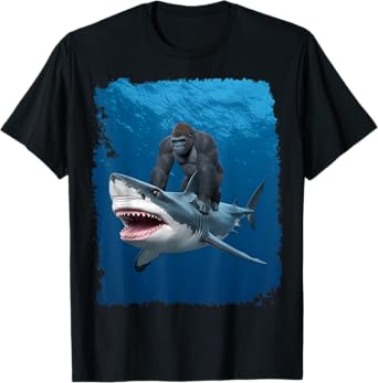 Funny Meme I Love Shark I Love Gorilla Weird T-Shirt