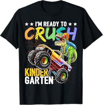 Kindergarten Dinosaur Monster Truck Back to School Boys Gift T-Shirt