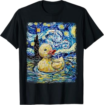 Rubber Duck Ducky Starry Night Painting T-Shirt