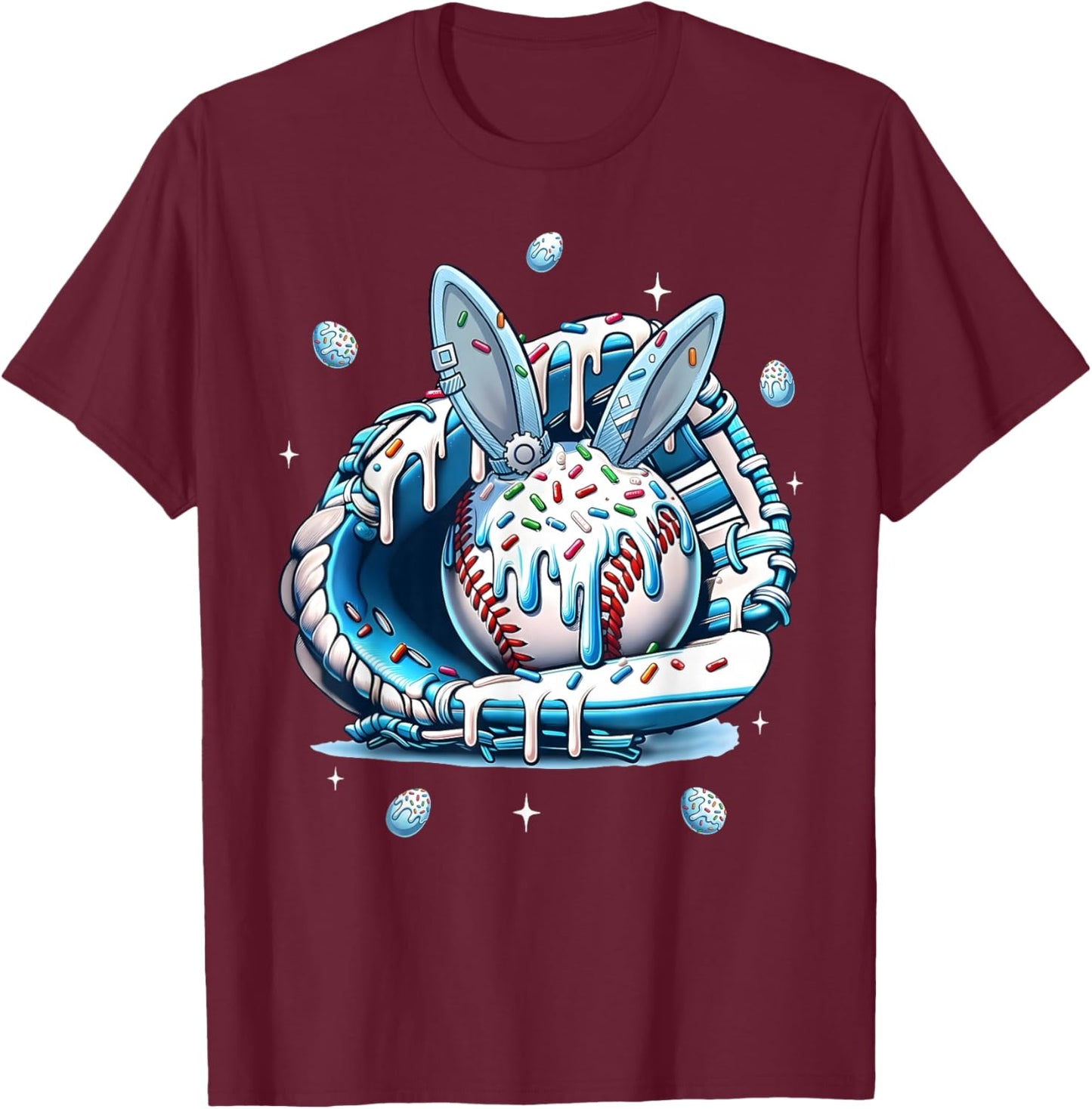Happy Easter Baseball Player Bunny Sports Boys Kids Girls T-Shirt - T-Shirt | Maroon