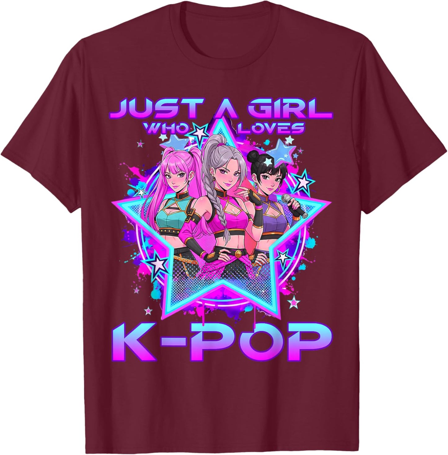 Just A Girl Who Loves K-pop Kids Girls K-pop Birthday Kpop T-Shirt - T-Shirt | Maroon