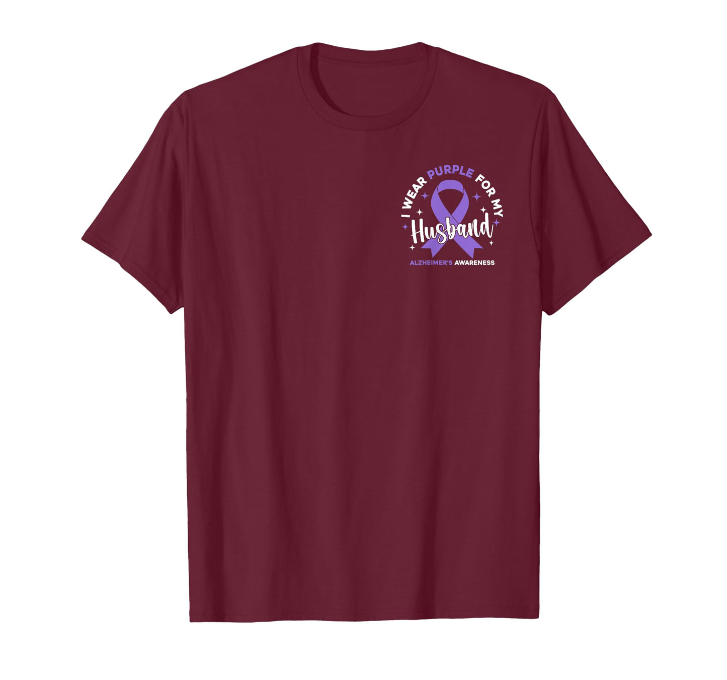 I Wear Purple For My Husband Pocket Alzheimer's Awareness T-Shirt