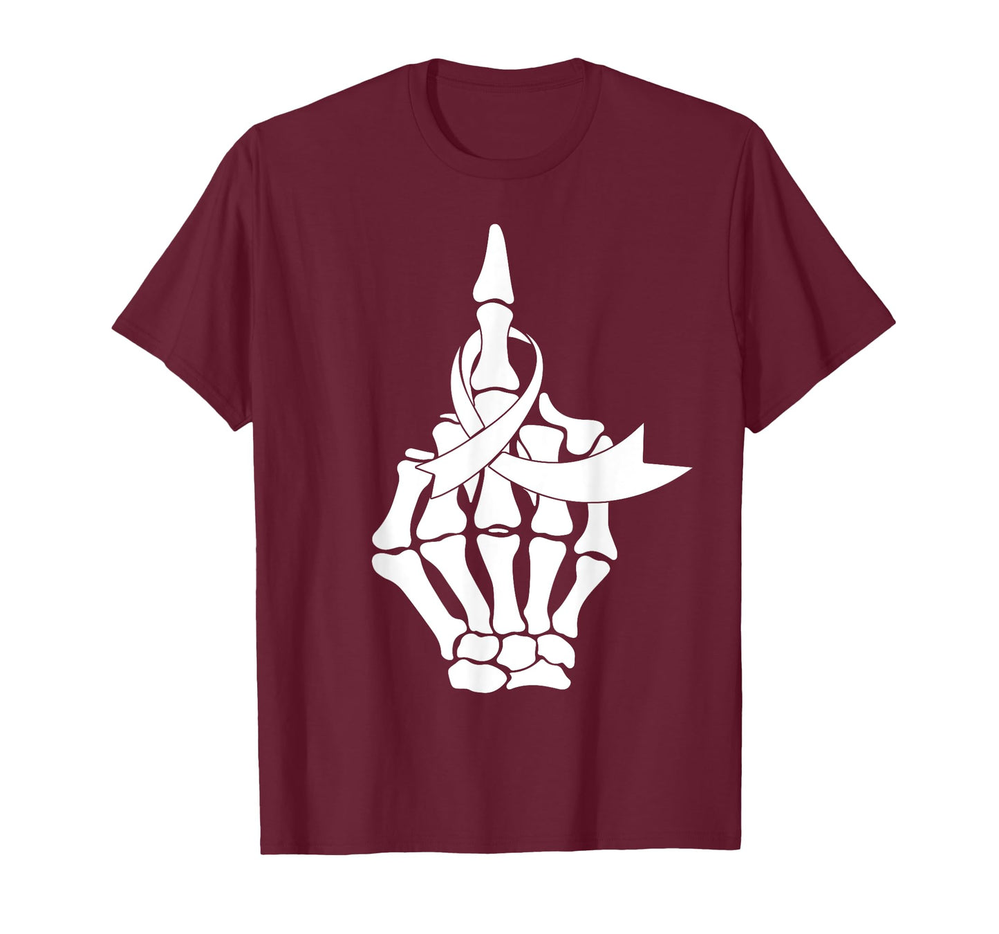 Fuck Lung Cancer Middle Finger White Ribbon T-Shirt