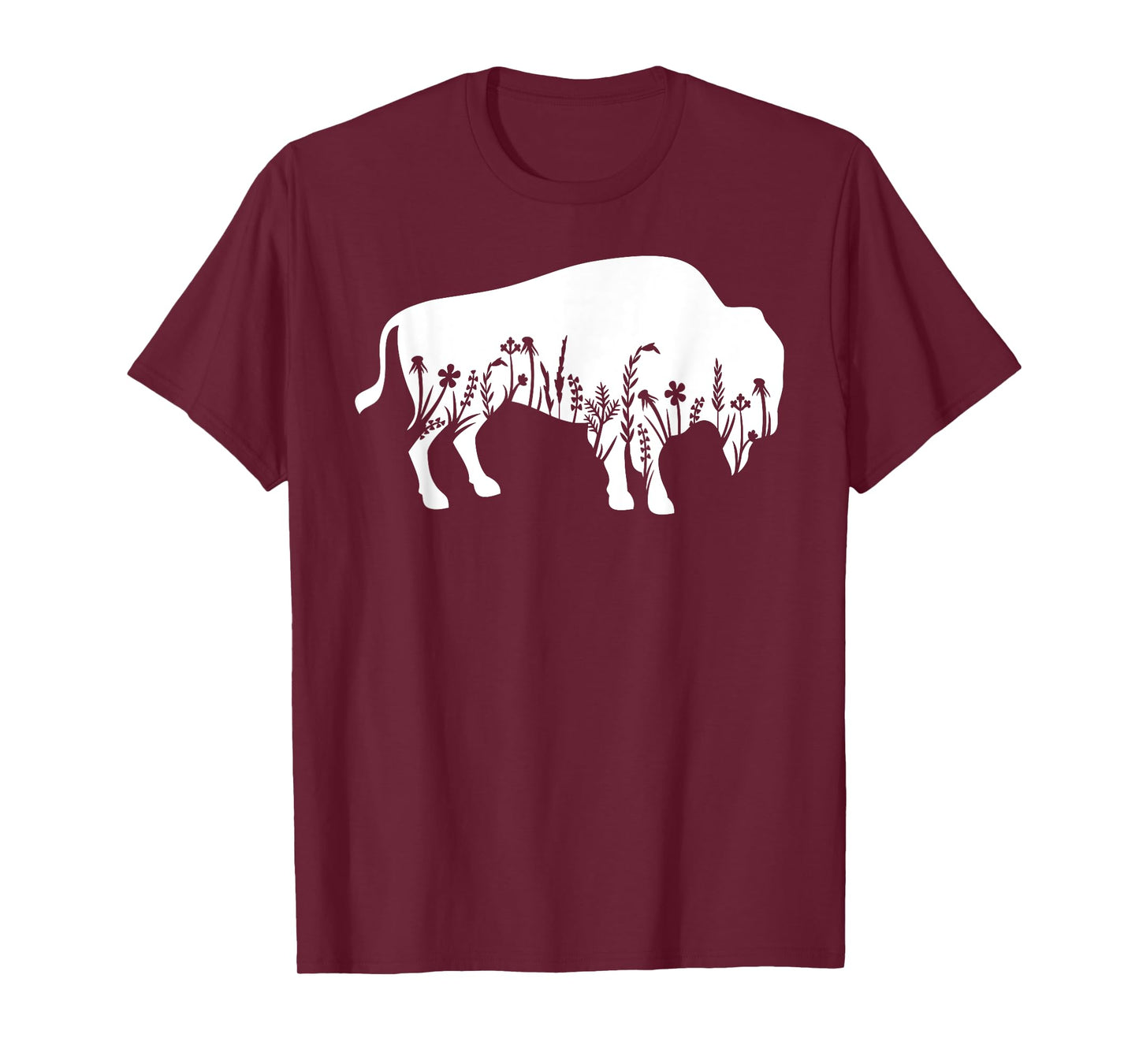 Buffalo Flower American Bison Tee Animal Silhouette T-Shirt
