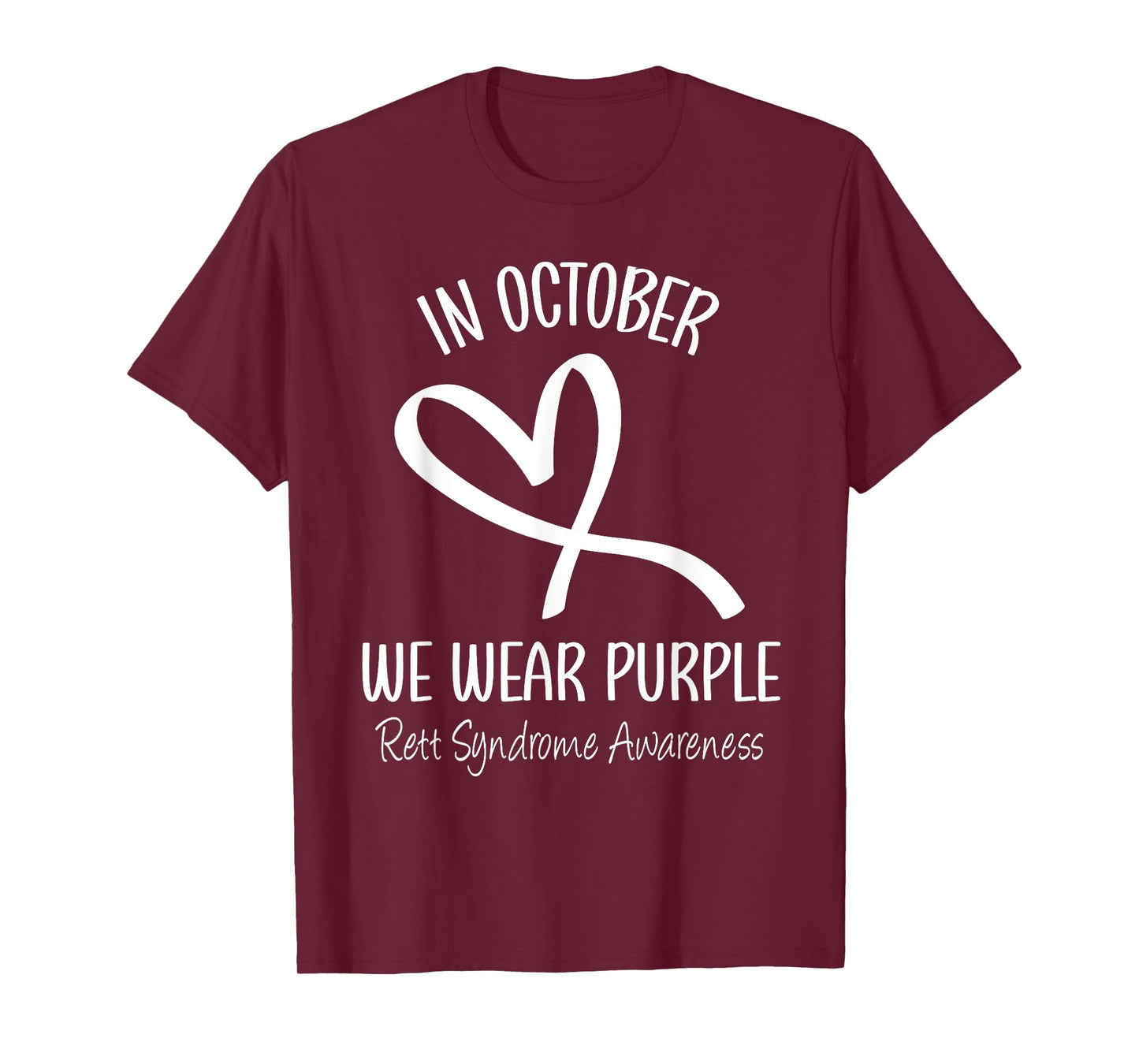 Heart In October We Wear Purple Rett Syndrome Awareness T-Shirt