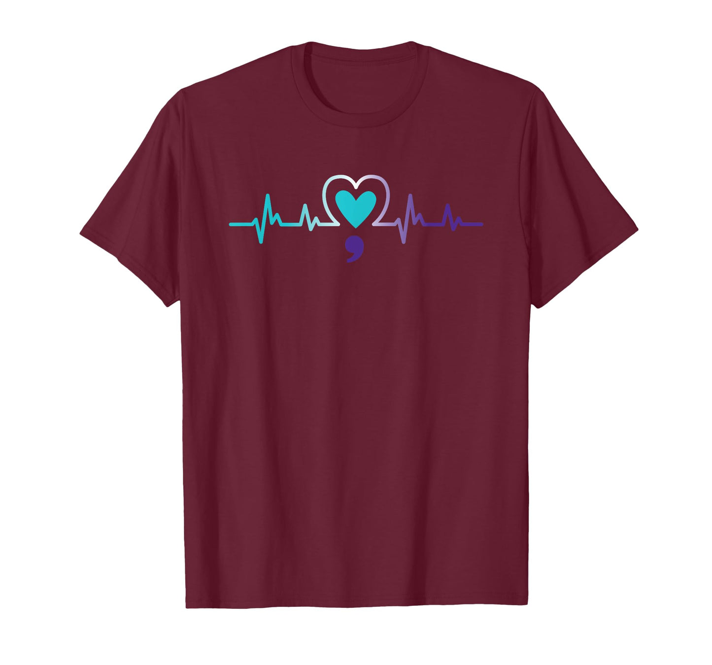 Heartbeat Semicolon Suicide Prevention Mental Awareness Week T-Shirt