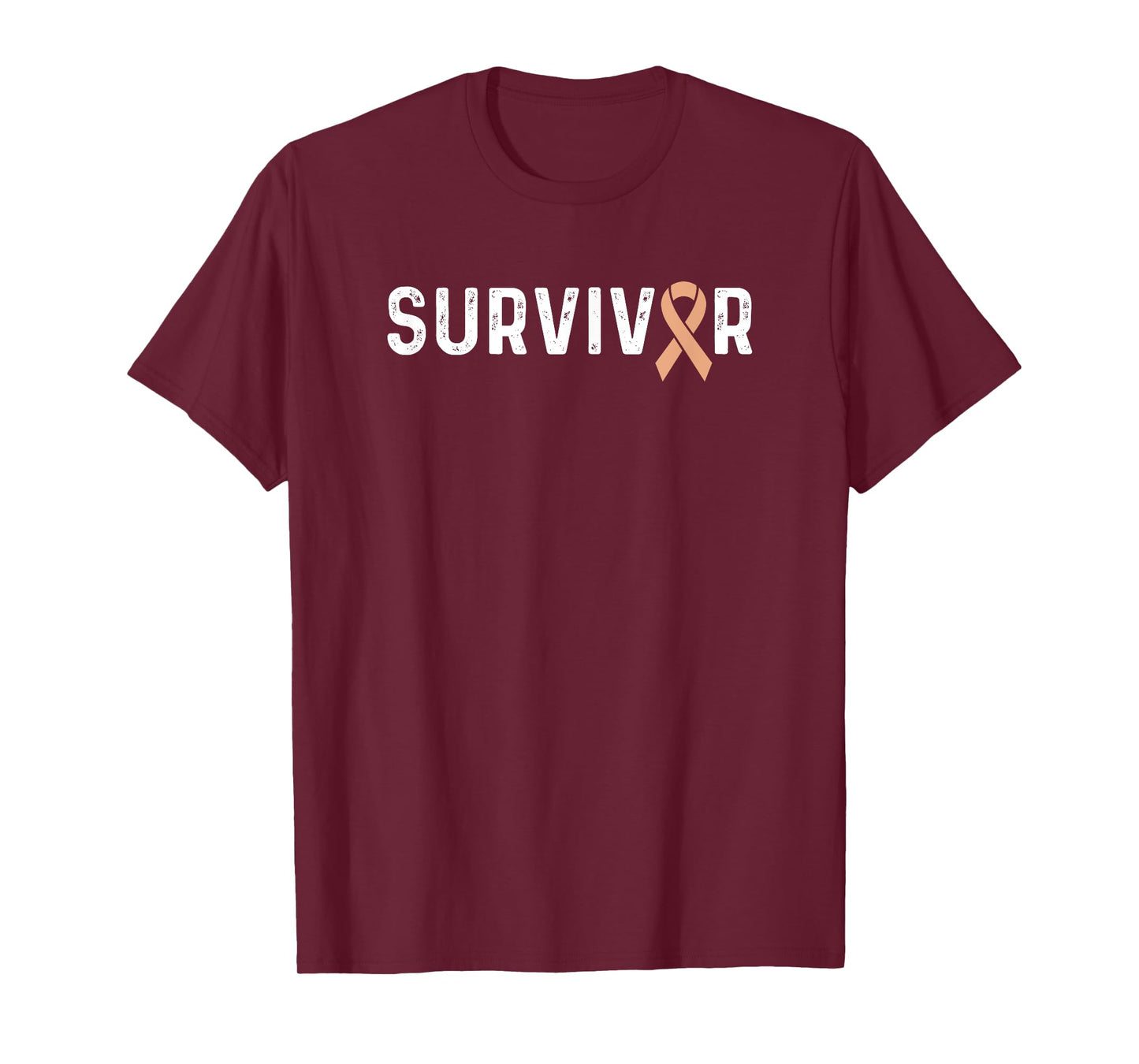 Uterine Cancer Awareness Peach Ribbon Survivor Remission T-Shirt