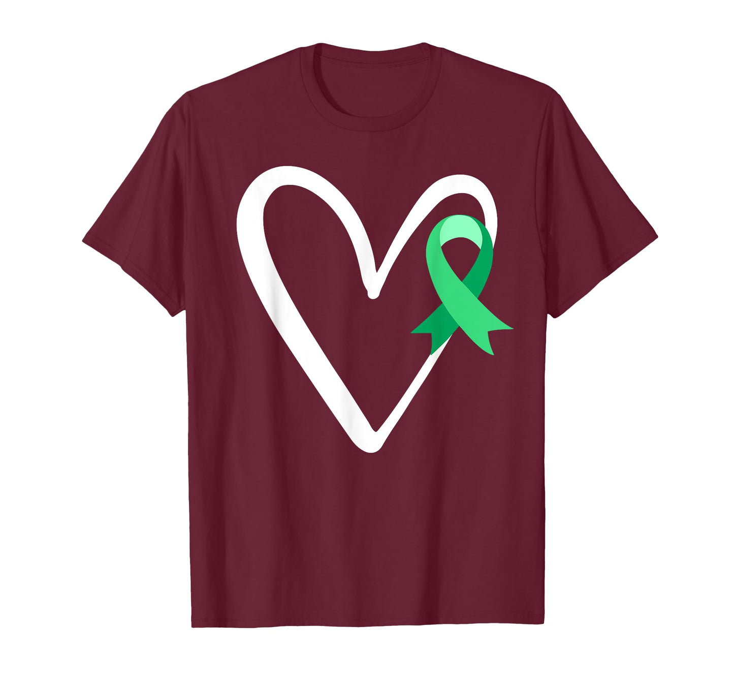 Heart Liver Cancer Awareness Green Ribbon Warrior T-Shirt