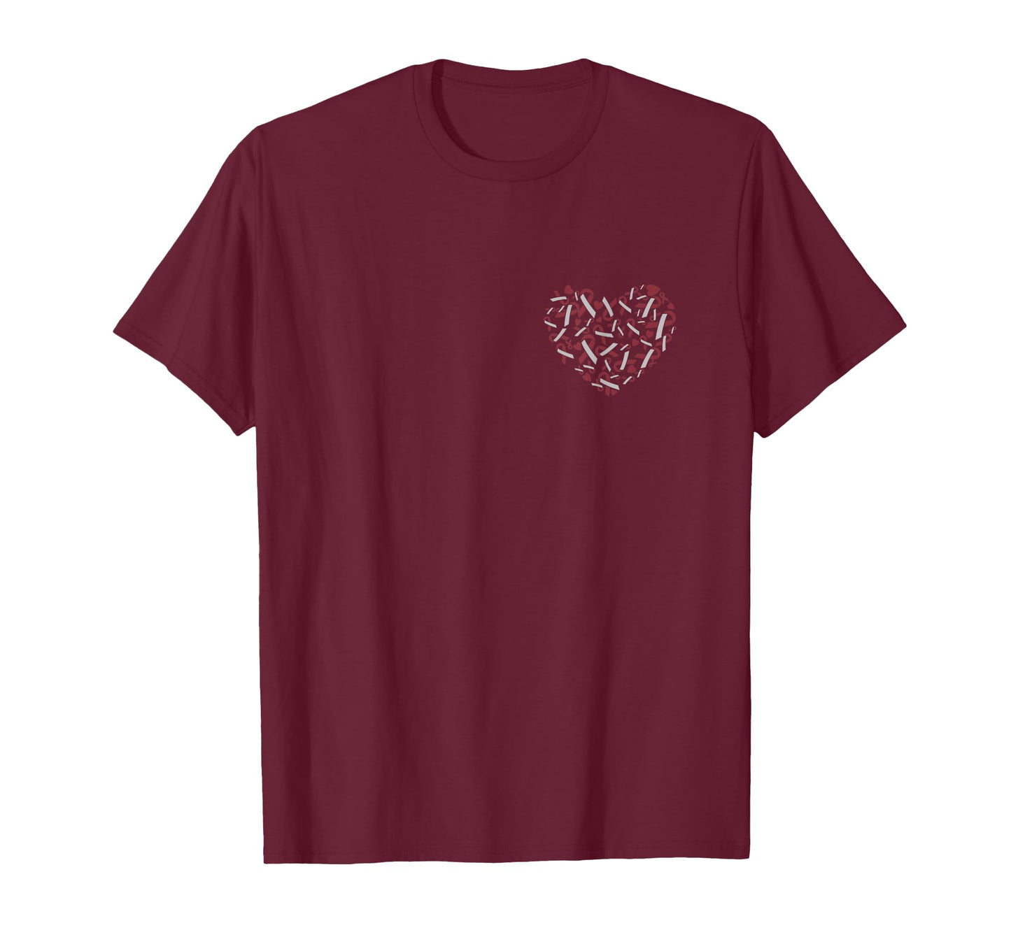 Head And Neck Cancer Awareness Burgundy Ivory Ribbon Design T-Shirt