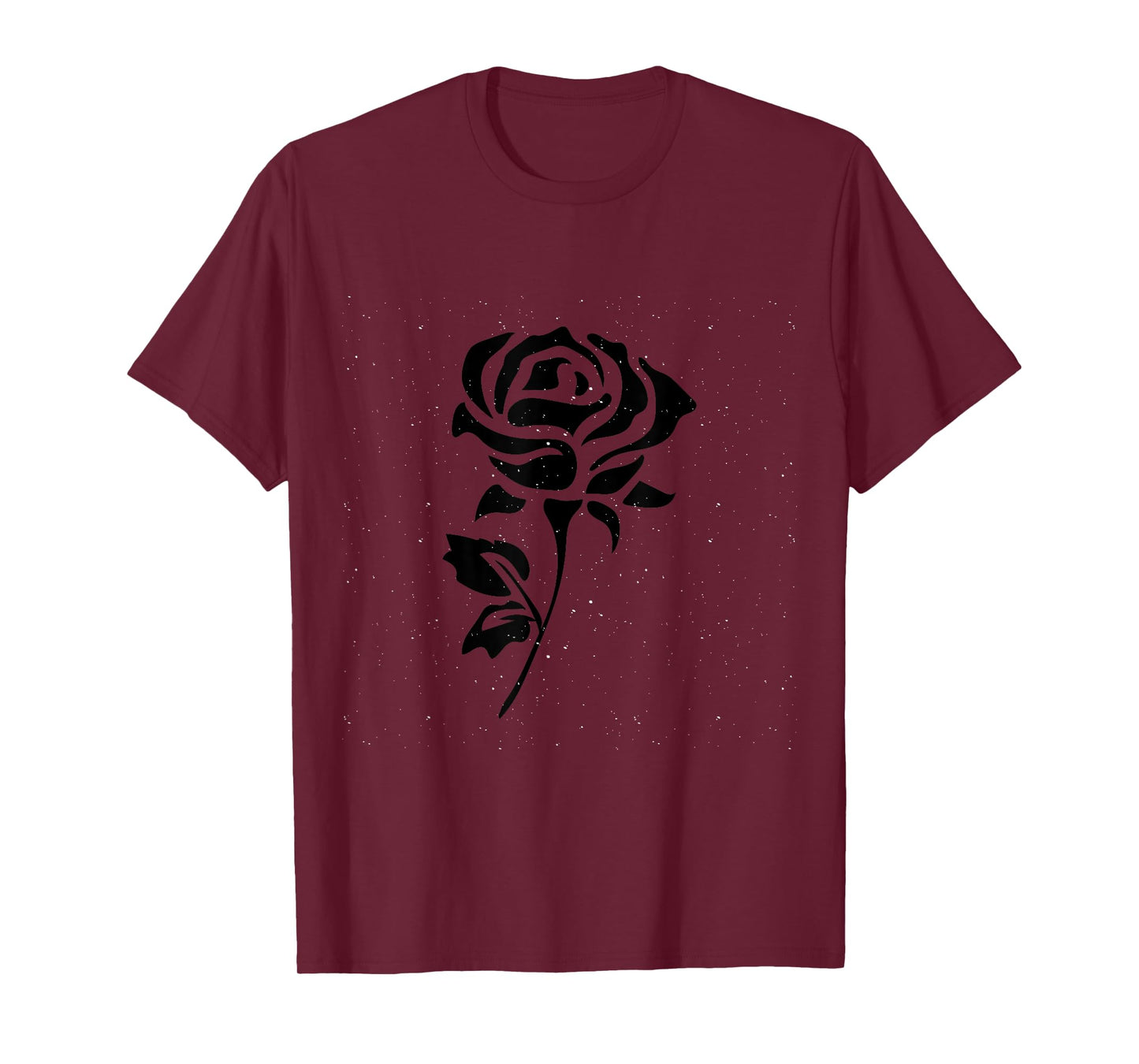 Black Flower Rose Design White T-Shirt