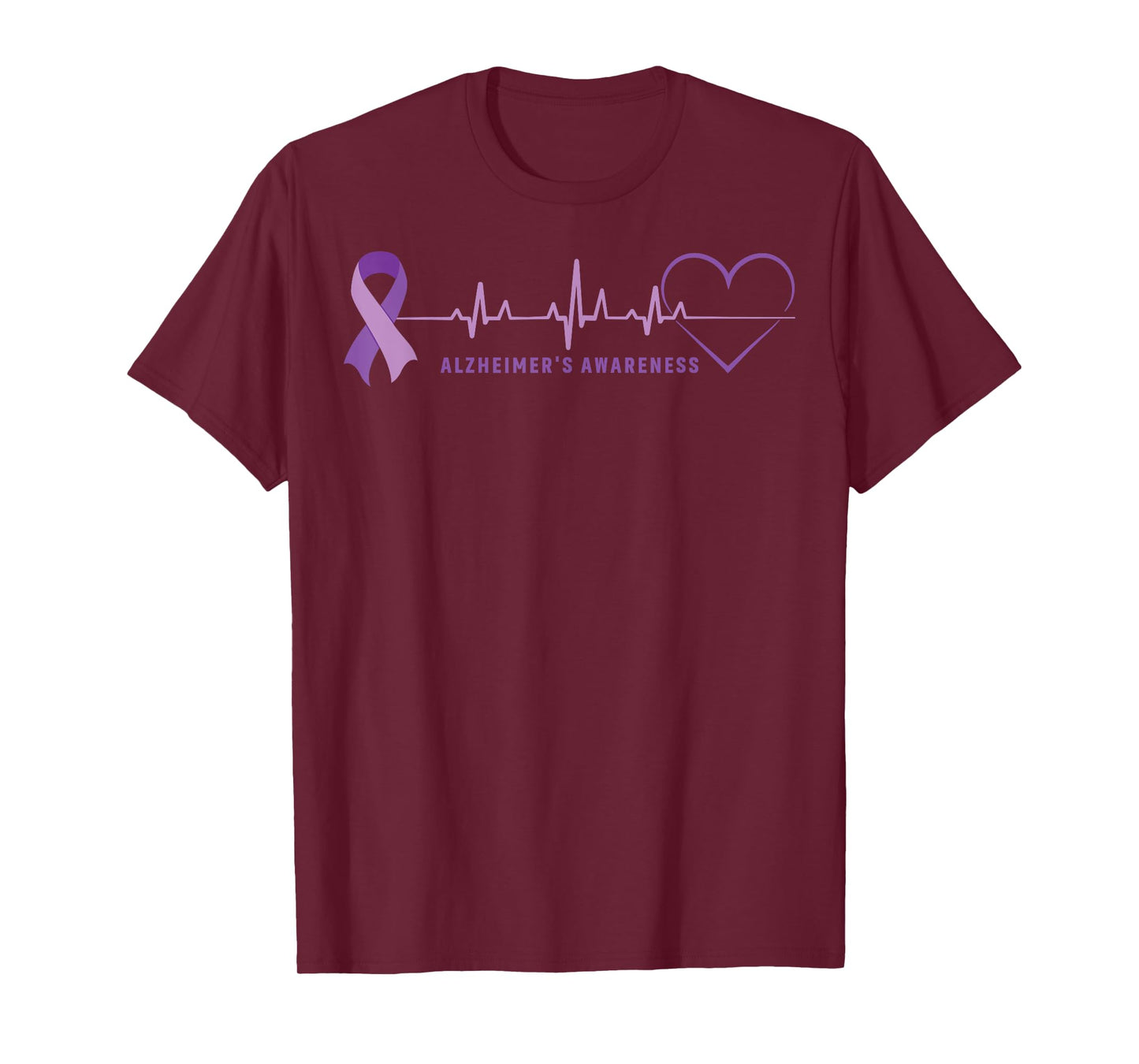 Alzheimer Disease Awareness Wear Alzheimer Ribbon Heartbeat T-Shirt