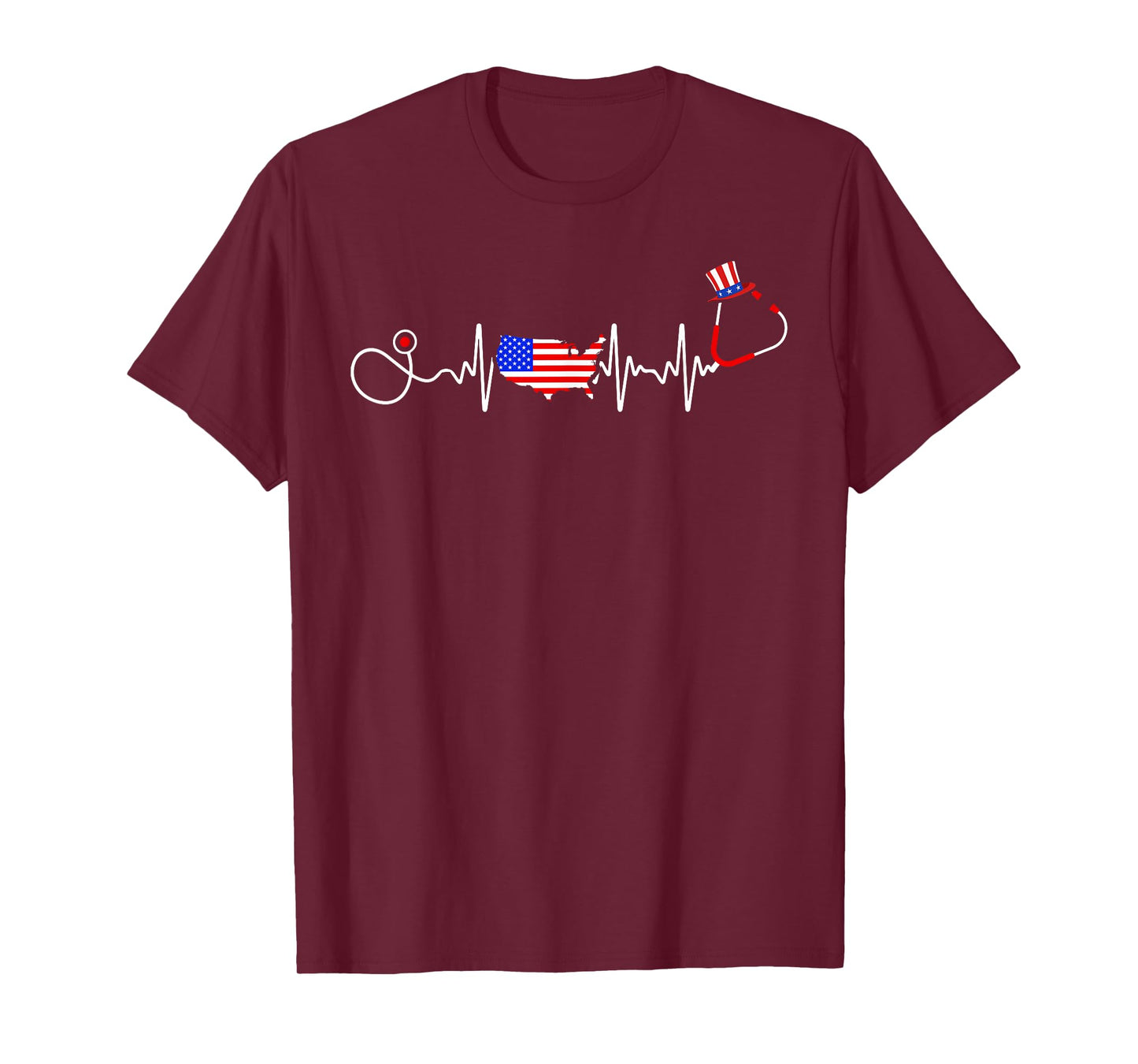 American Nurse 4th Of July USA Flag Map Patriotic RN Nursing T-Shirt