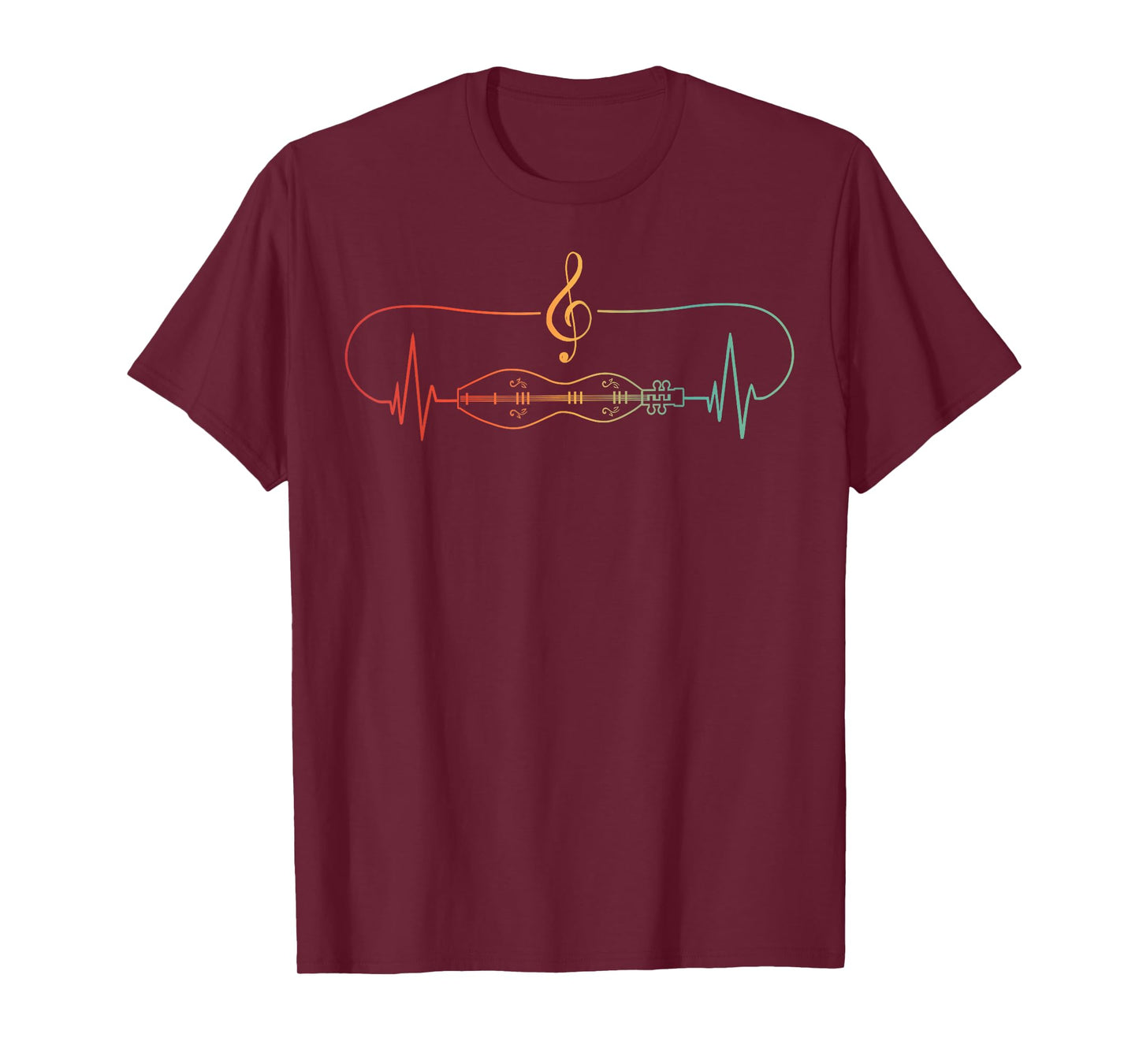 Dulcimer Heartbeat String Instrument Appalachian Music T-Shirt