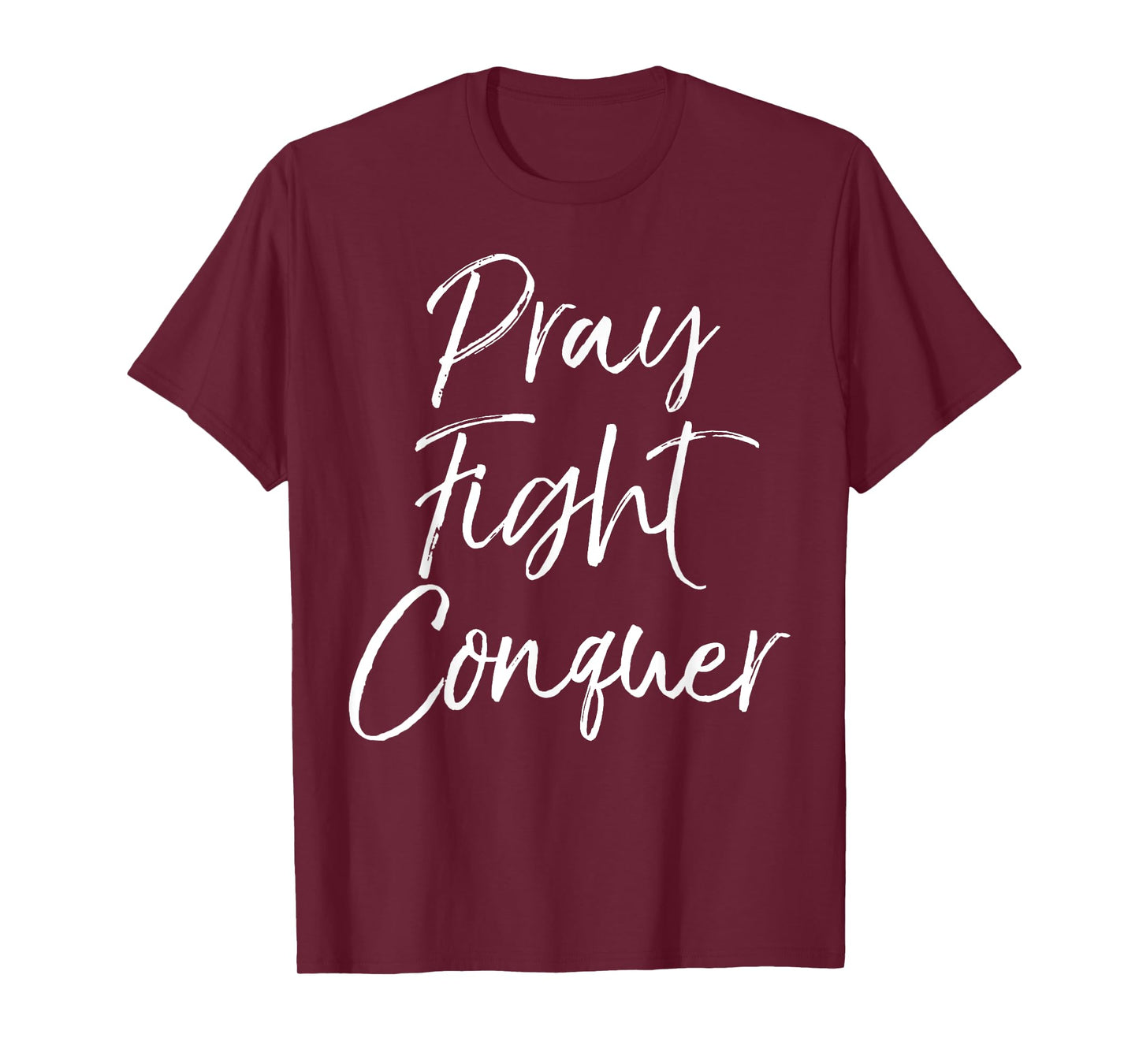 Christian Cancer Support Gift for Women Pray Fight Conquer T-Shirt