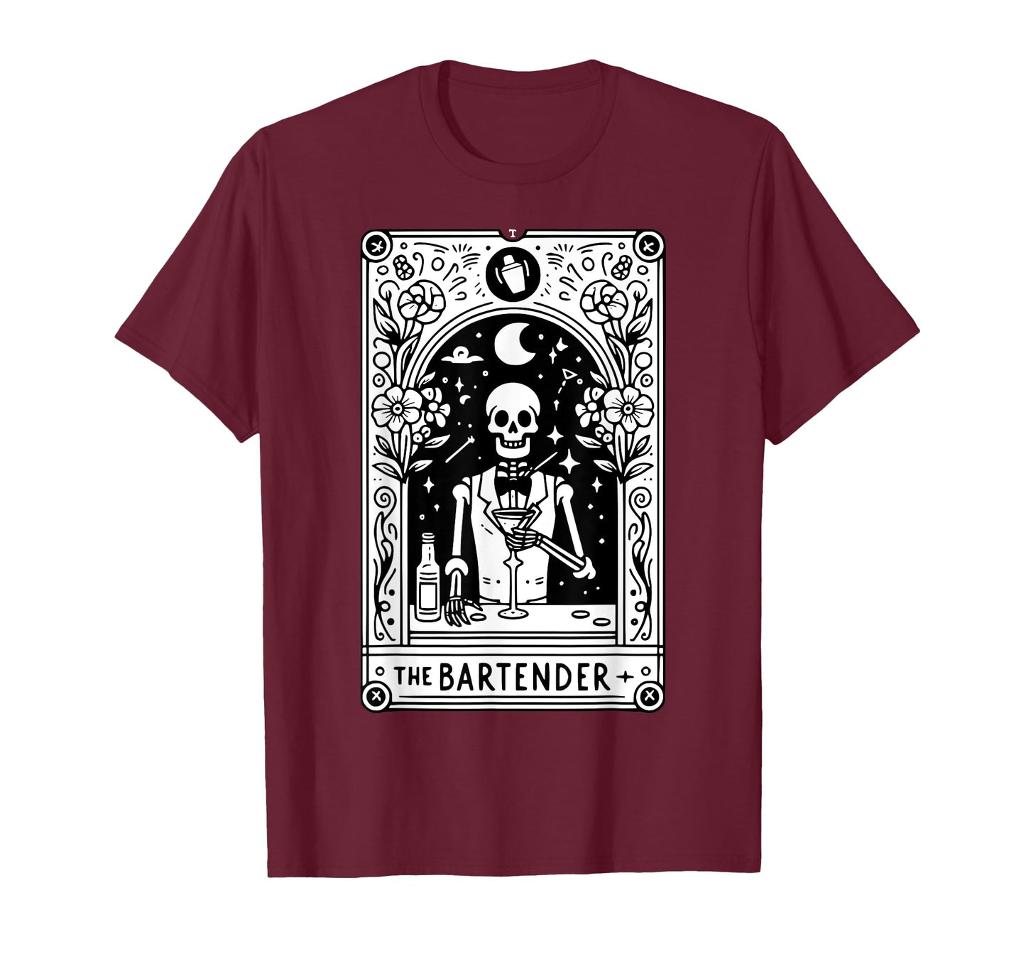 Bartender Tarot Card Skeleton Cocktail Witchy Vibes Alcohol T-Shirt