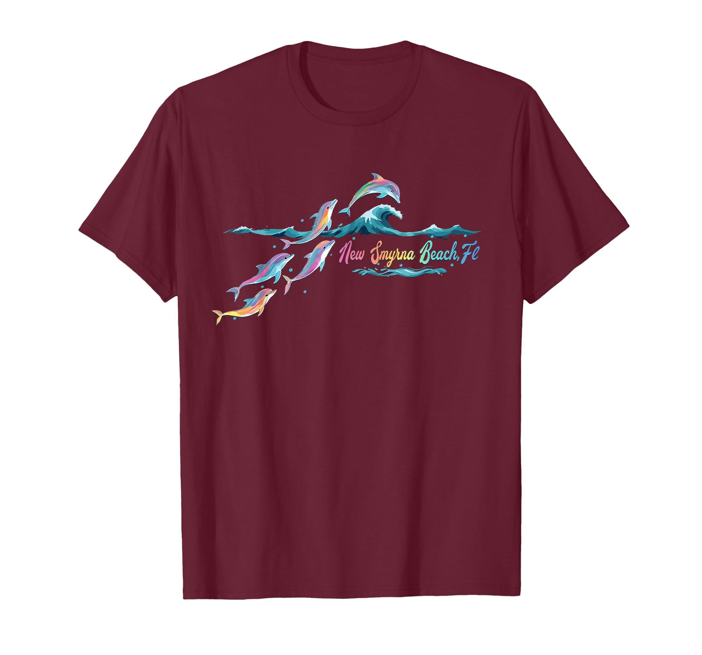 New Smyrna Beach Florida Colorful Dolphin Lover Beach T-Shirt