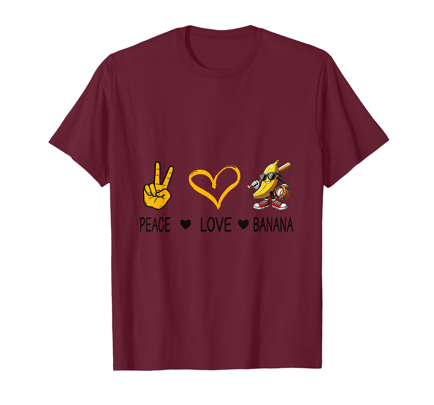 Peace Love Banana Funny Banana For Fruit Lover Vegan T-Shirt