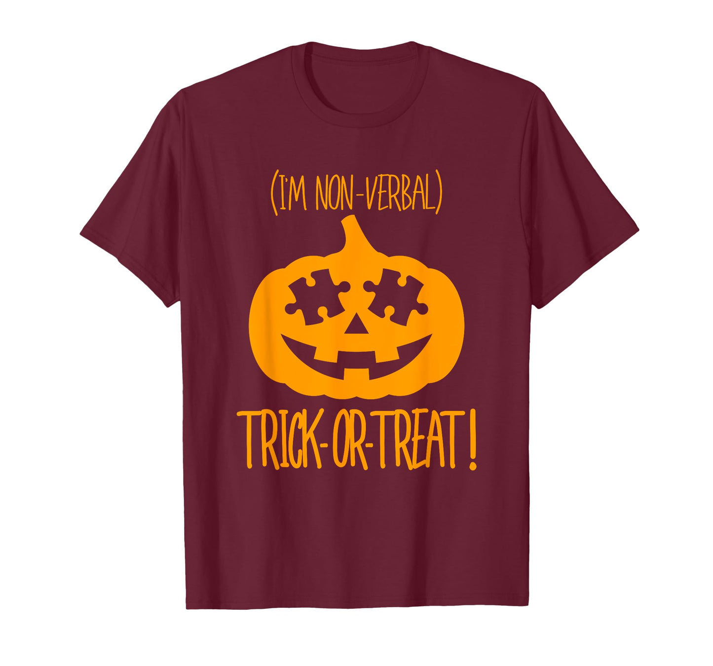 Trick or Treat Non-Verbal Halloween Pumpkin Autism Awareness T-Shirt