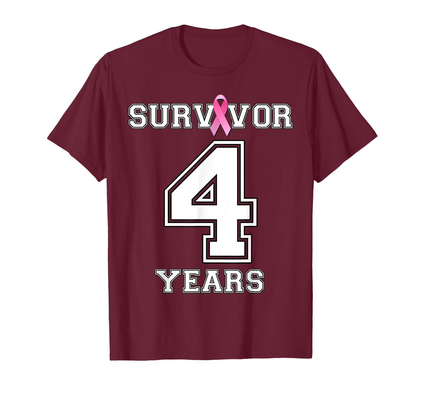 4 Years Breast Cancer Survivor Gifts For Women Pink Ribbon T-Shirt