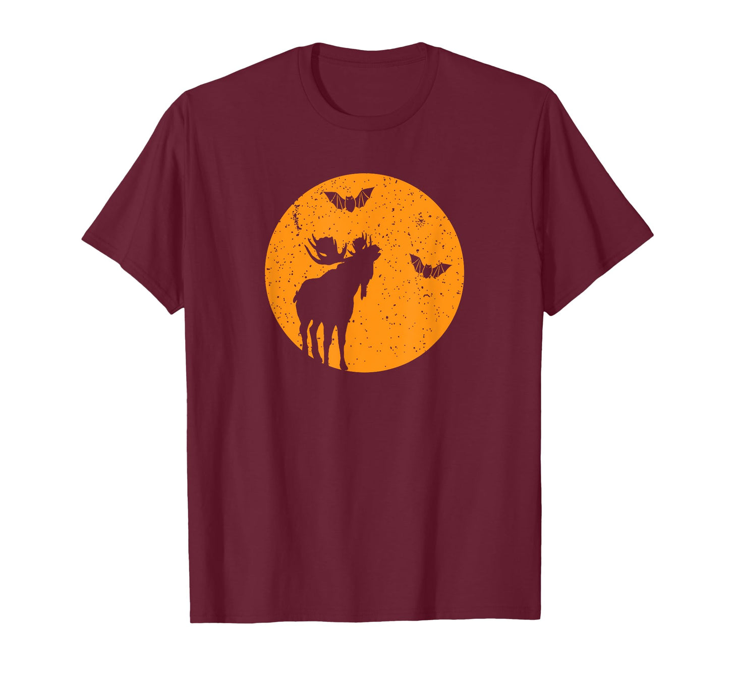 Full Moon Bats Moose Halloween. Funny Halloween Moose Gift T-Shirt