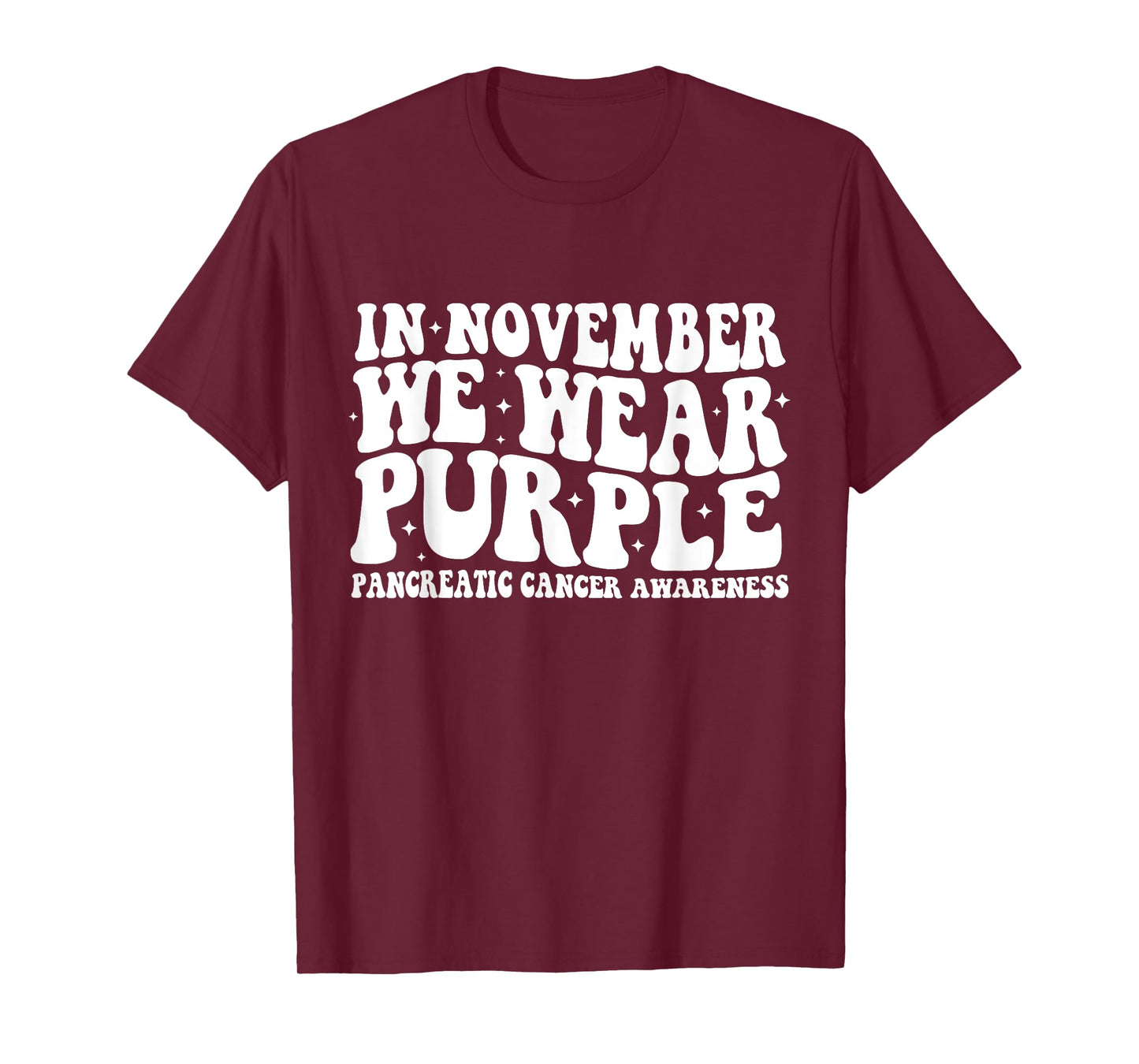 Groovy In November We Wear Purple Pancreatic Cancer T-Shirt