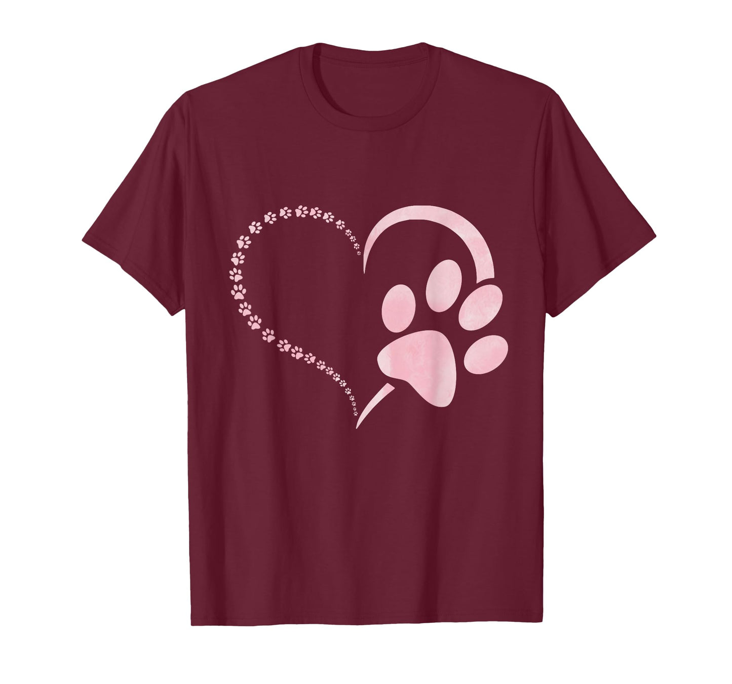 Light pink watercolor Dog paw print heart paws dog lovers T-Shirt