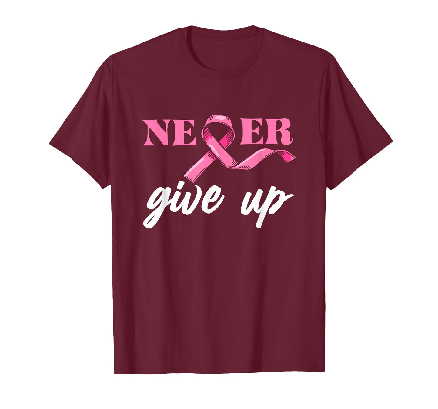 Never Give Breast Cancer Up Awareness Pink Ribbon Support T-Shirt
