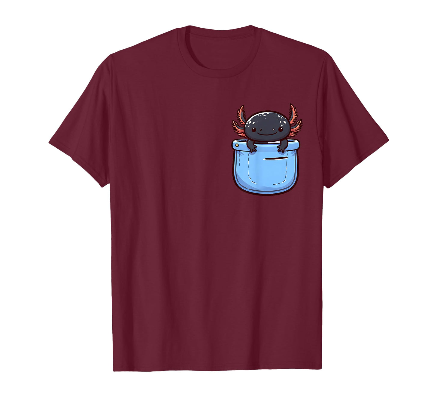 Cute Axolotl in Pocket for Kids, Boys, Girls, Women T-Shirt