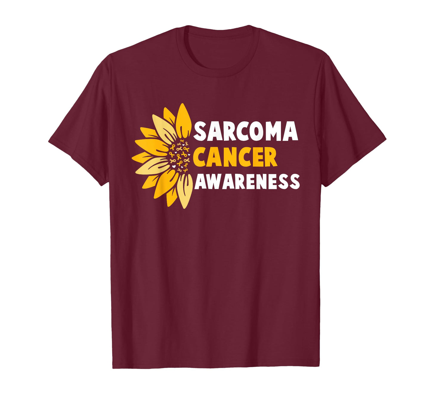 Sarcoma Cancer Awareness Yellow Ribbon Sunflower Warrior T-Shirt
