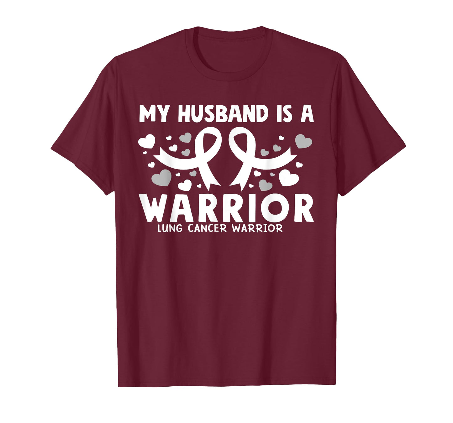 My husband is a Warrior White Ribbon Lung Cancer Awareness T-Shirt