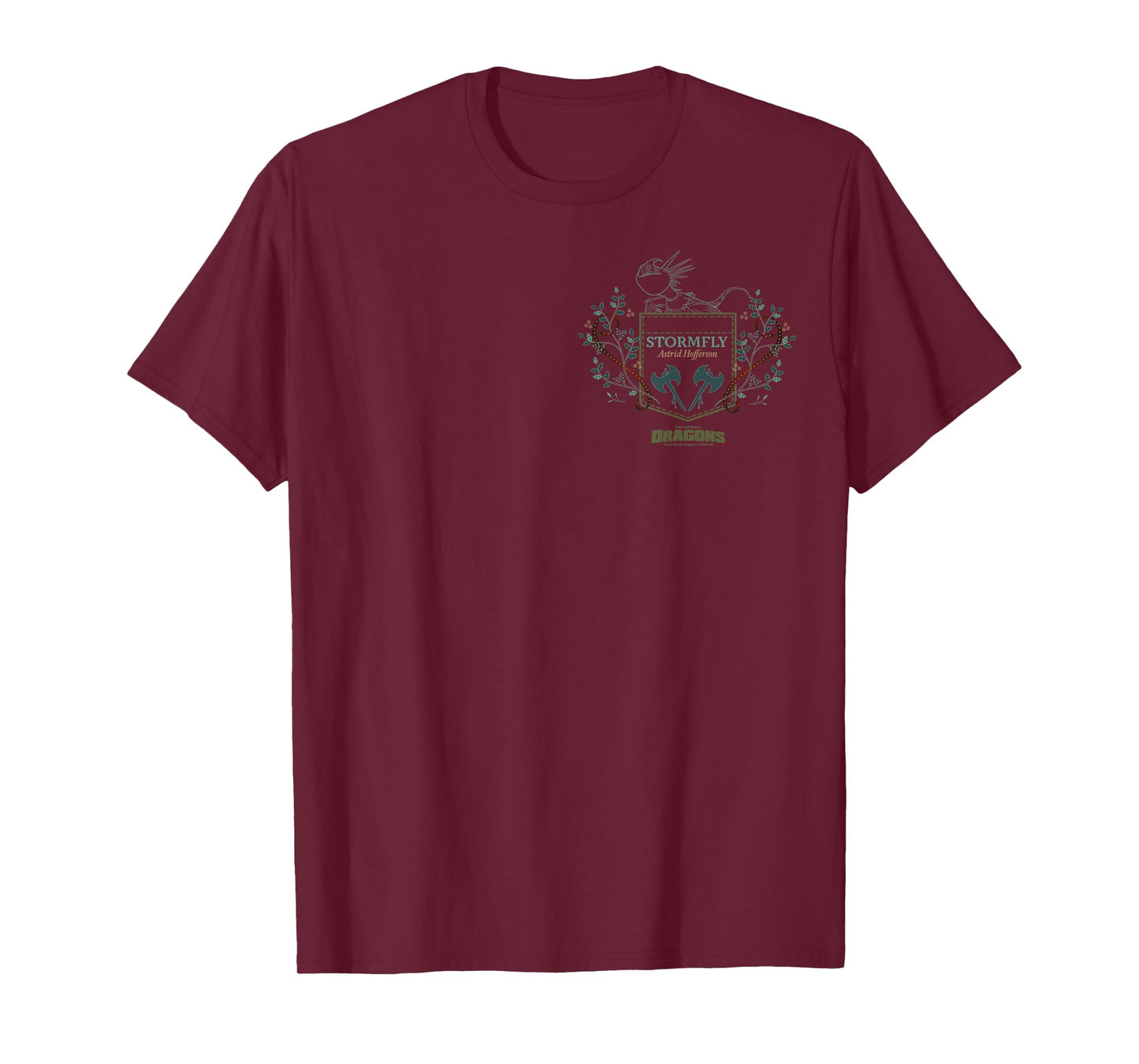 Dreamworks Dragons Stormfly & Astrid Floral Faux Pocket T-Shirt