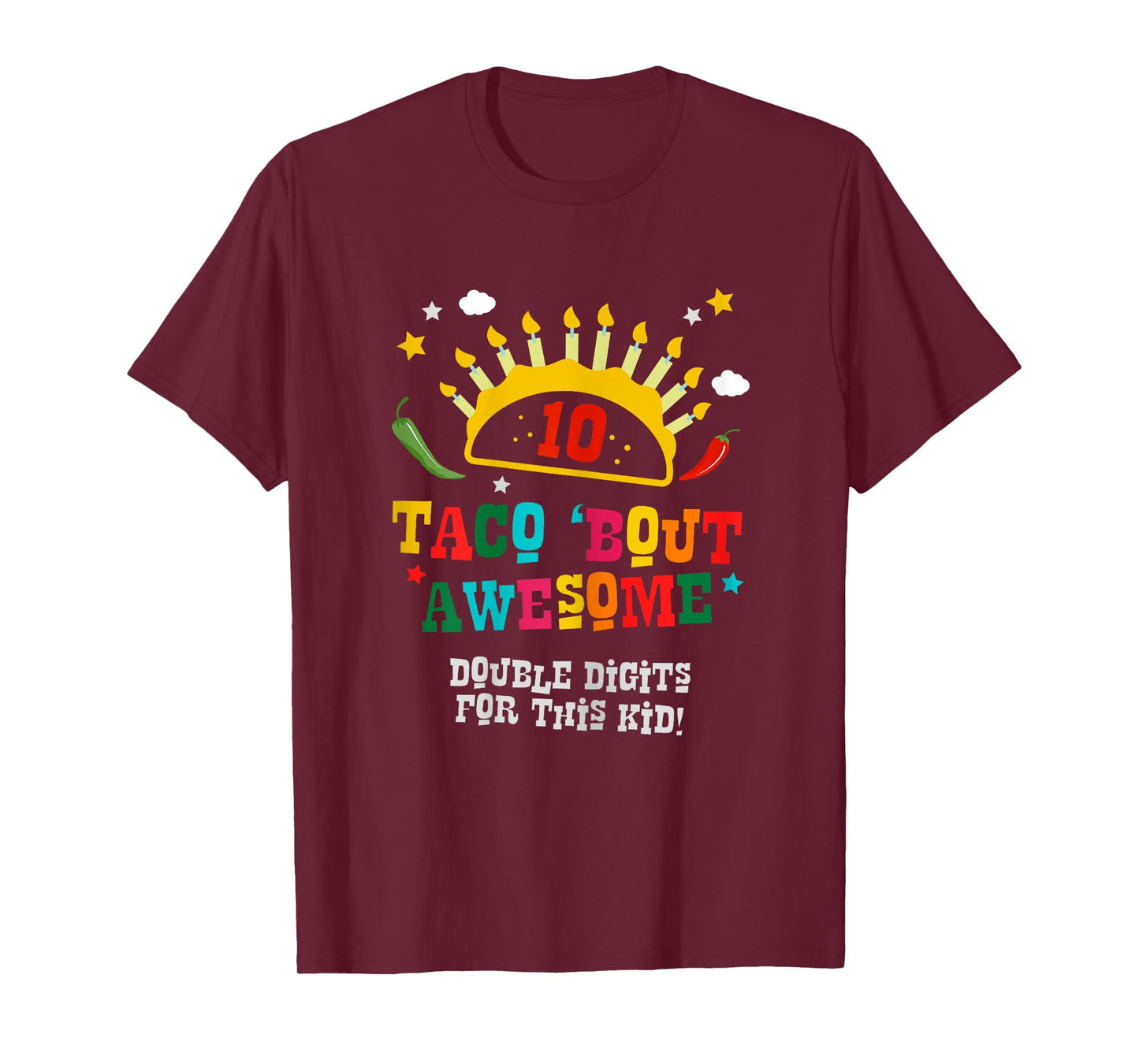Birthday Taco Age 10 Gift - Boys Taco Bout Awesome Age Ten T-Shirt