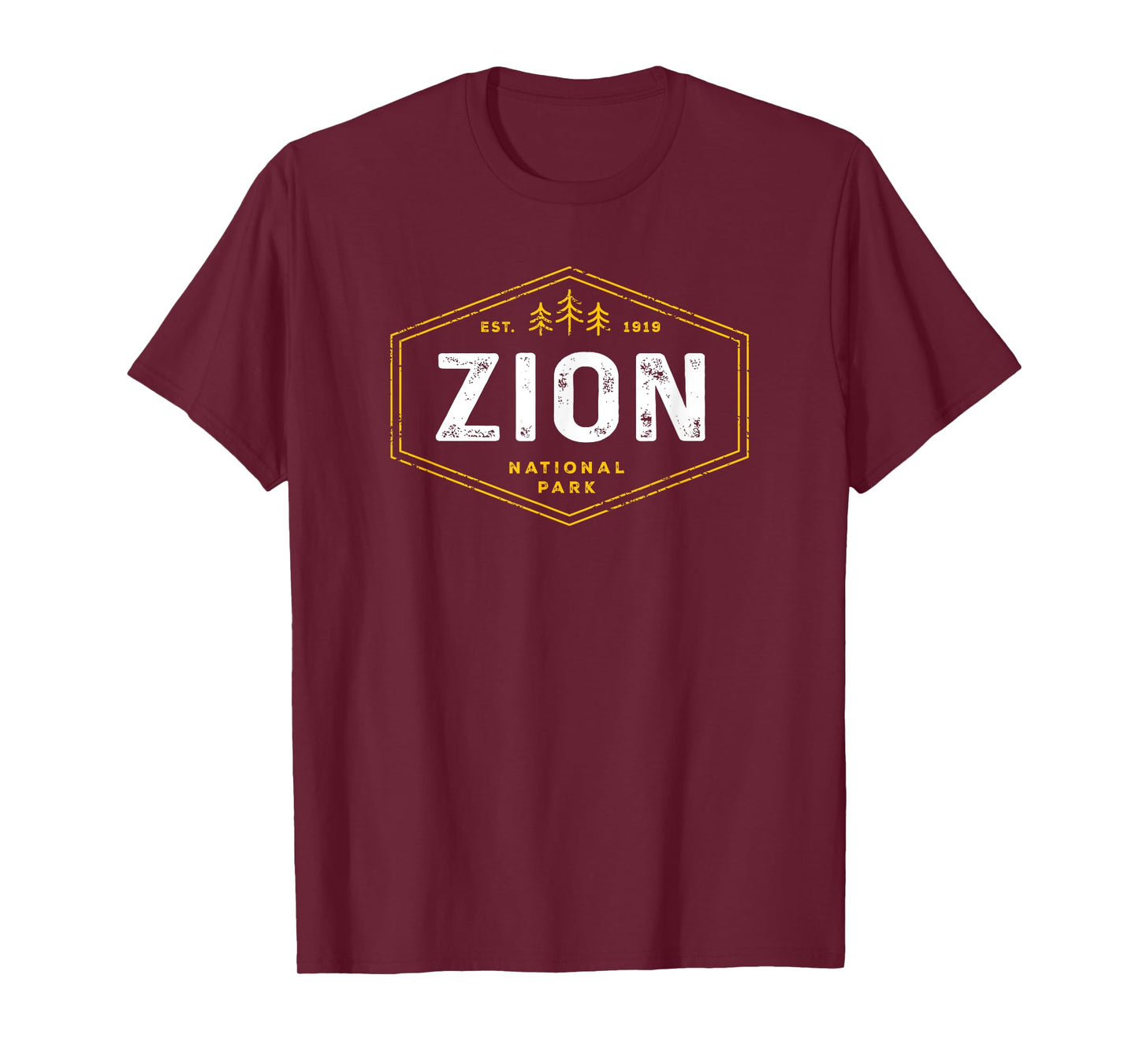 Zion National Park Shirt Vintage Utah Hexagon Badge Hiking T-Shirt