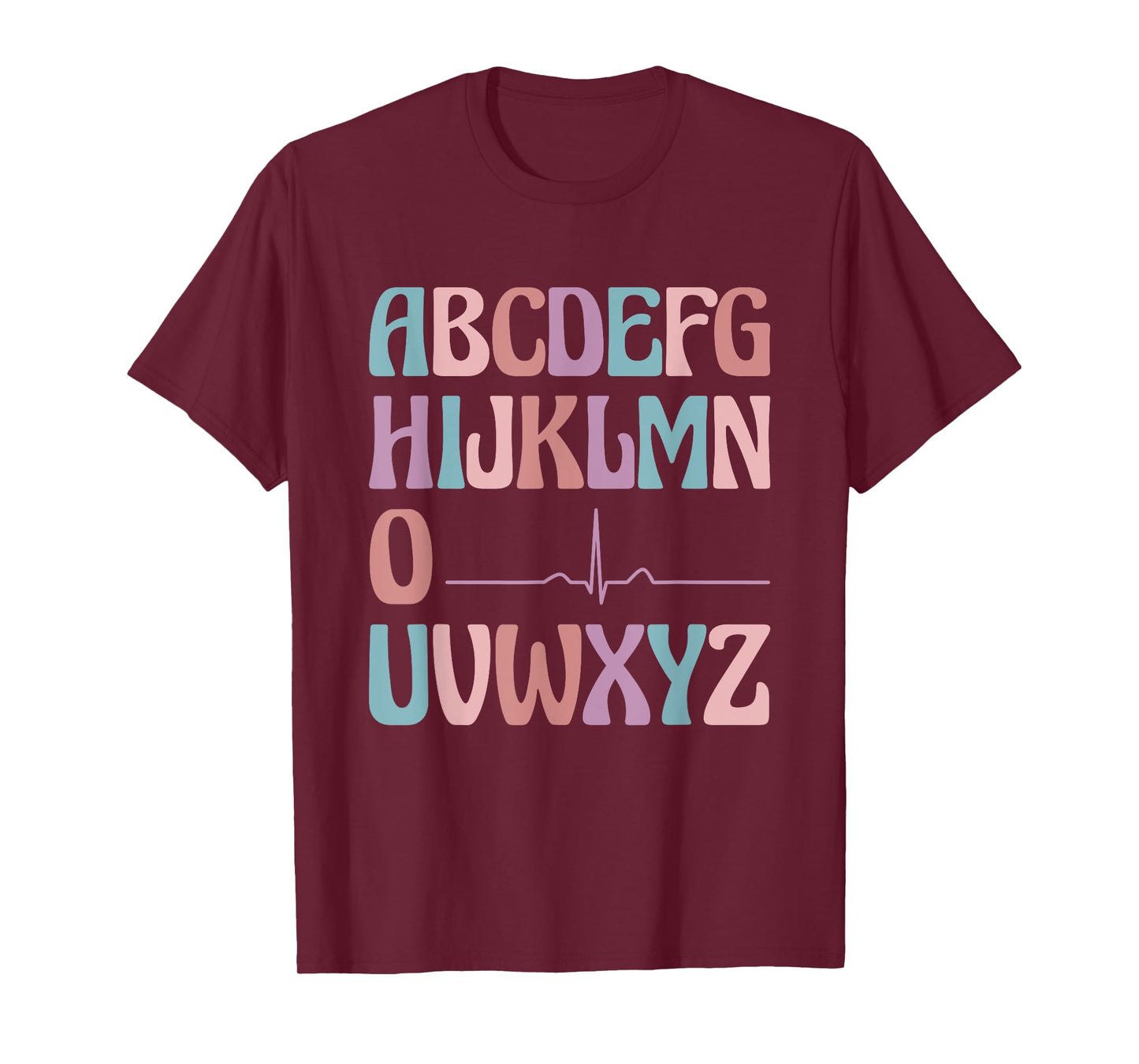 Alphabet Heartbeat Line Nursing Student ABC PQRST Nurse T-Shirt