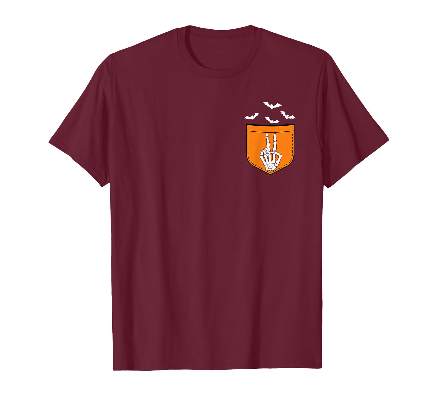 Funny Halloween Skeleton Hand Men Women Kids Pocket T-Shirt