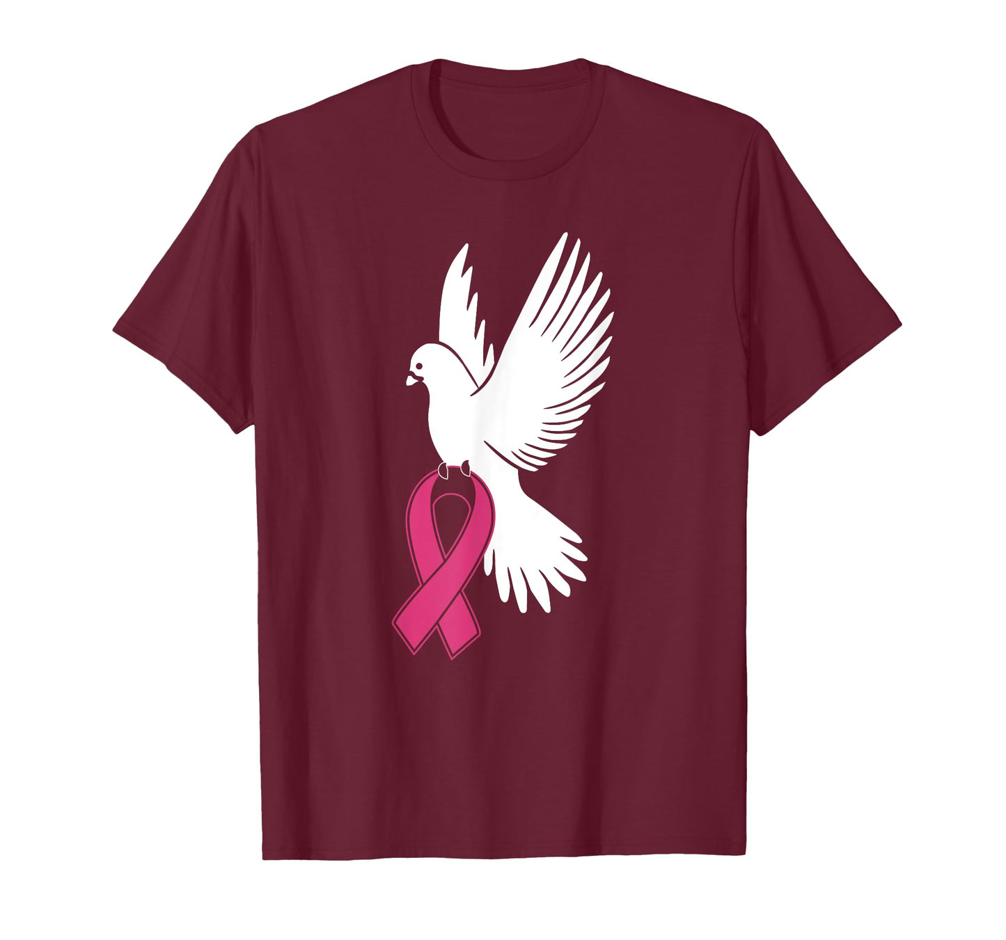 White Dove Carrying Breast Cancer Awareness Pink Ribbon T-Shirt