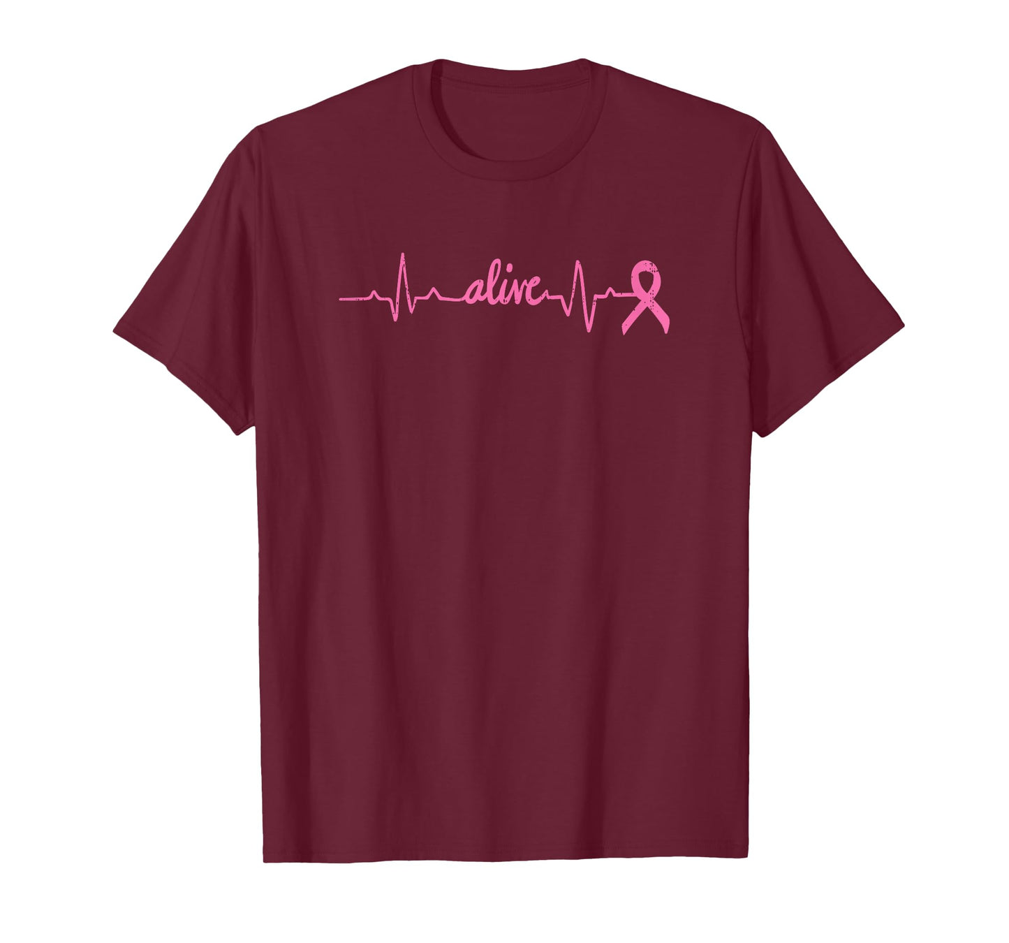 Alive Heartbeat Pink Ribbon Breast Cancer Awareness Gift T-Shirt