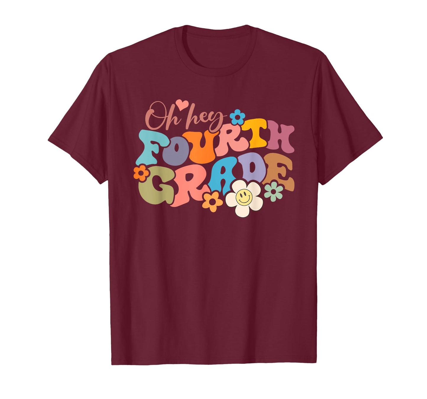 Boho Groovy Back to School Oh Hey Fourth Grade 4th Grade T-Shirt