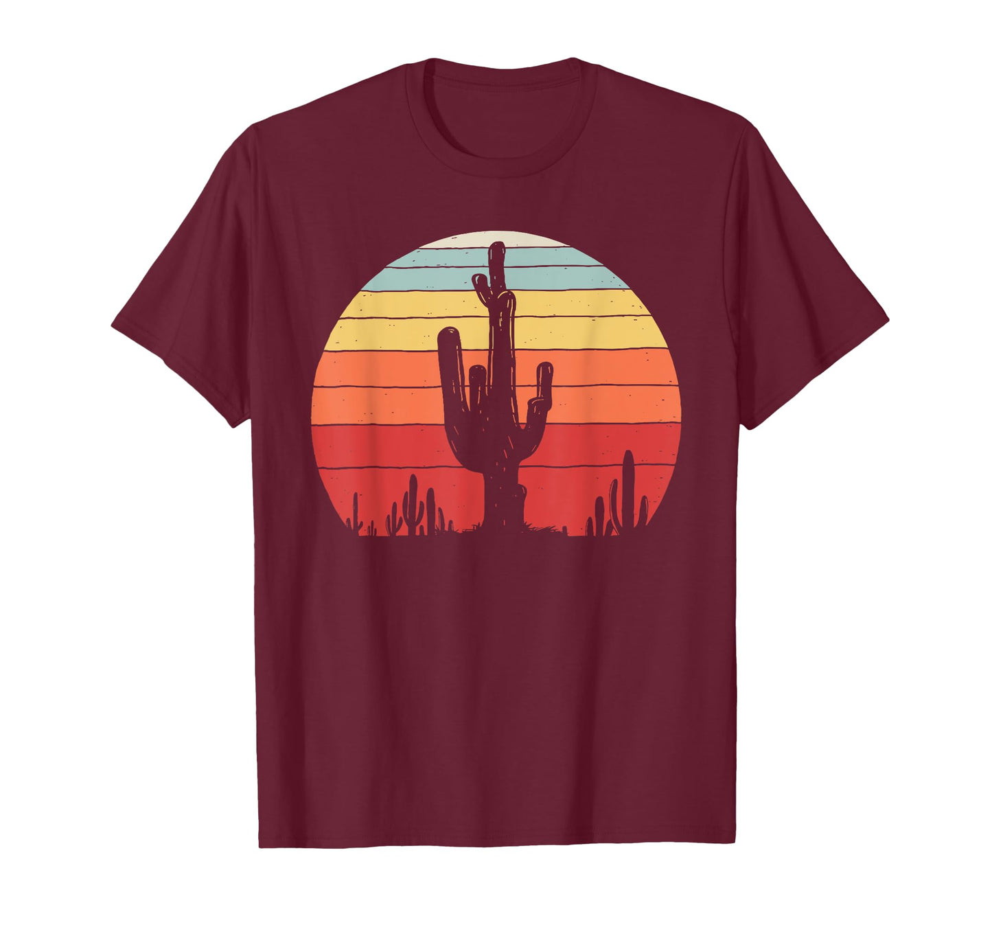 Vintage Retro Saguaro Cactus Sunset Opuntia Cactaceae T-Shirt
