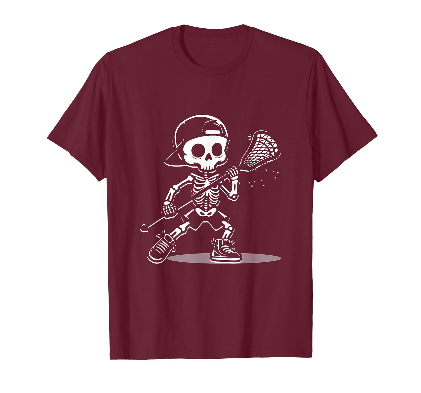 Kid Halloween Skeleton Playing Lacrosse Sport Player Costume T-Shirt